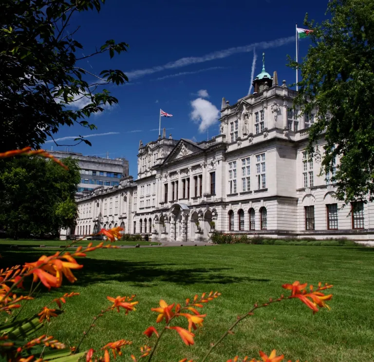 Outside Cardiff University building.