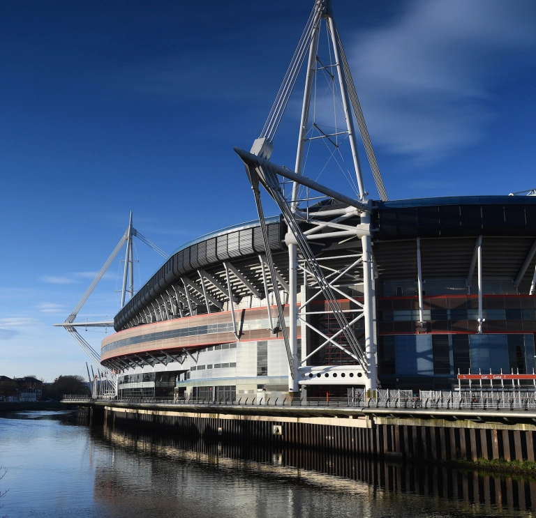 External view of a sport and events stadium.