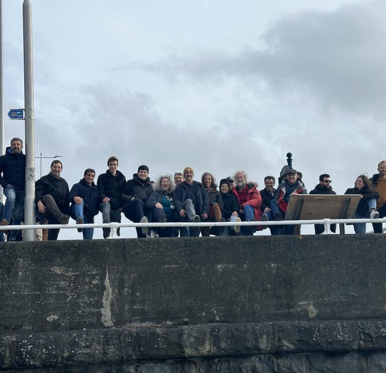 Delegates kicking the bar on Aberystwyth pier 